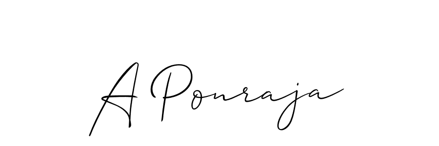 if you are searching for the best signature style for your name A Ponraja. so please give up your signature search. here we have designed multiple signature styles  using Allison_Script. A Ponraja signature style 2 images and pictures png