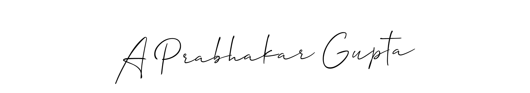 This is the best signature style for the A Prabhakar Gupta name. Also you like these signature font (Allison_Script). Mix name signature. A Prabhakar Gupta signature style 2 images and pictures png
