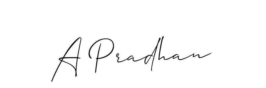 Use a signature maker to create a handwritten signature online. With this signature software, you can design (Allison_Script) your own signature for name A Pradhan. A Pradhan signature style 2 images and pictures png