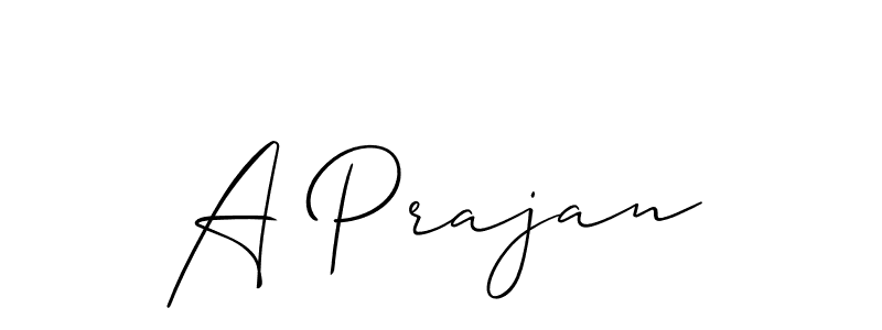 Make a short A Prajan signature style. Manage your documents anywhere anytime using Allison_Script. Create and add eSignatures, submit forms, share and send files easily. A Prajan signature style 2 images and pictures png