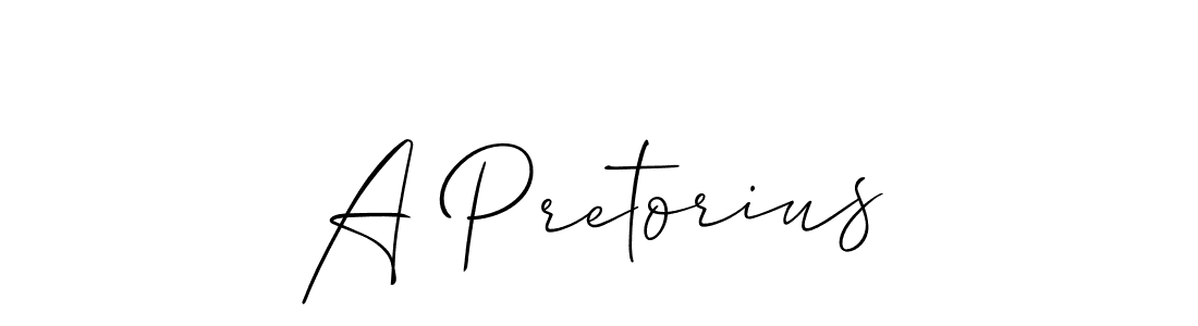 Make a beautiful signature design for name A Pretorius. With this signature (Allison_Script) style, you can create a handwritten signature for free. A Pretorius signature style 2 images and pictures png