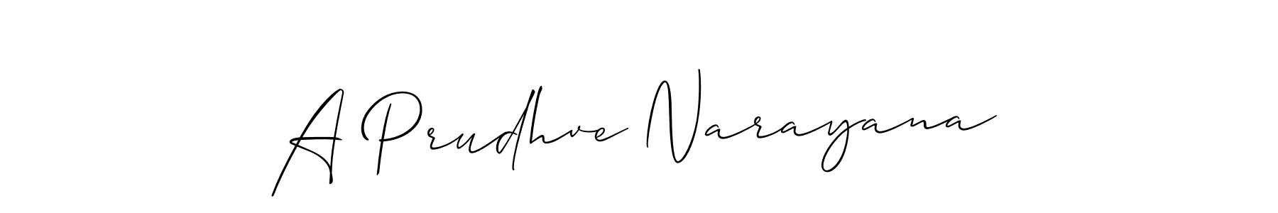 Use a signature maker to create a handwritten signature online. With this signature software, you can design (Allison_Script) your own signature for name A Prudhve Narayana. A Prudhve Narayana signature style 2 images and pictures png