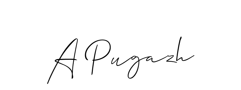 if you are searching for the best signature style for your name A Pugazh. so please give up your signature search. here we have designed multiple signature styles  using Allison_Script. A Pugazh signature style 2 images and pictures png