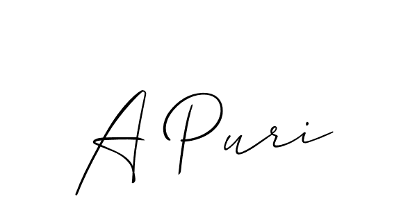 if you are searching for the best signature style for your name A Puri. so please give up your signature search. here we have designed multiple signature styles  using Allison_Script. A Puri signature style 2 images and pictures png