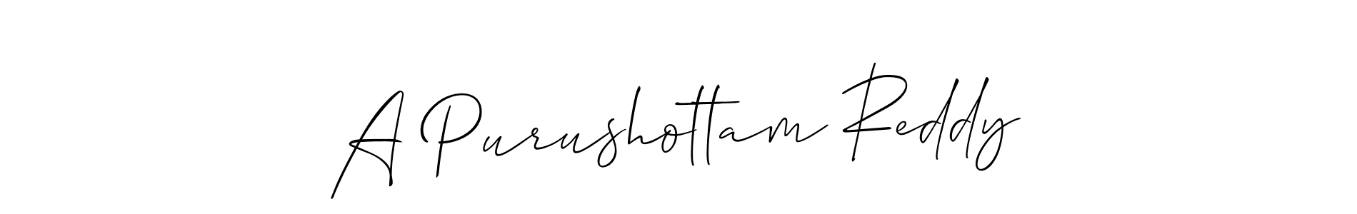 Use a signature maker to create a handwritten signature online. With this signature software, you can design (Allison_Script) your own signature for name A Purushottam Reddy. A Purushottam Reddy signature style 2 images and pictures png