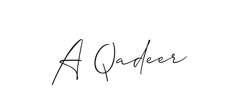 Create a beautiful signature design for name A Qadeer. With this signature (Allison_Script) fonts, you can make a handwritten signature for free. A Qadeer signature style 2 images and pictures png