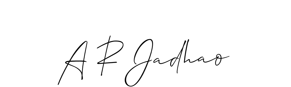 How to make A R Jadhao name signature. Use Allison_Script style for creating short signs online. This is the latest handwritten sign. A R Jadhao signature style 2 images and pictures png