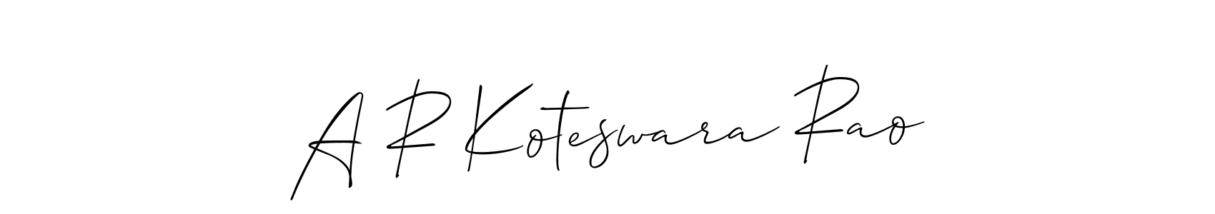 How to make A R Koteswara Rao name signature. Use Allison_Script style for creating short signs online. This is the latest handwritten sign. A R Koteswara Rao signature style 2 images and pictures png