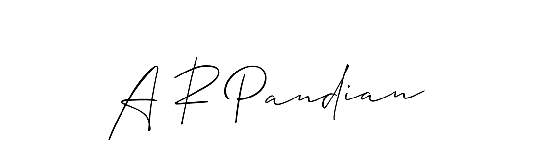 Allison_Script is a professional signature style that is perfect for those who want to add a touch of class to their signature. It is also a great choice for those who want to make their signature more unique. Get A R Pandian name to fancy signature for free. A R Pandian signature style 2 images and pictures png