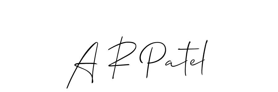 if you are searching for the best signature style for your name A R Patel. so please give up your signature search. here we have designed multiple signature styles  using Allison_Script. A R Patel signature style 2 images and pictures png