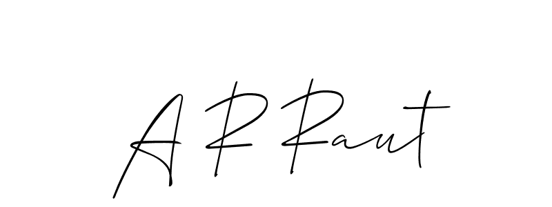 How to make A R Raut name signature. Use Allison_Script style for creating short signs online. This is the latest handwritten sign. A R Raut signature style 2 images and pictures png