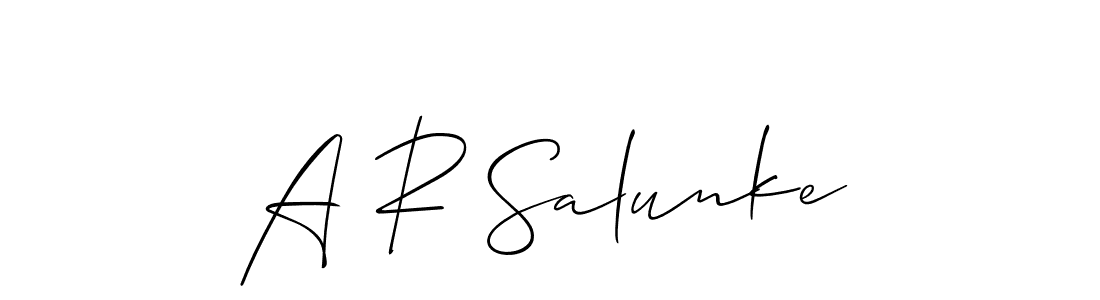 Also we have A R Salunke name is the best signature style. Create professional handwritten signature collection using Allison_Script autograph style. A R Salunke signature style 2 images and pictures png