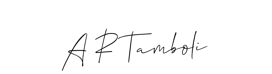 Make a short A R Tamboli signature style. Manage your documents anywhere anytime using Allison_Script. Create and add eSignatures, submit forms, share and send files easily. A R Tamboli signature style 2 images and pictures png
