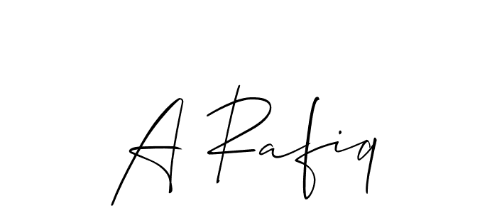 The best way (Allison_Script) to make a short signature is to pick only two or three words in your name. The name A Rafiq include a total of six letters. For converting this name. A Rafiq signature style 2 images and pictures png