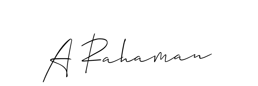 Also we have A Rahaman name is the best signature style. Create professional handwritten signature collection using Allison_Script autograph style. A Rahaman signature style 2 images and pictures png