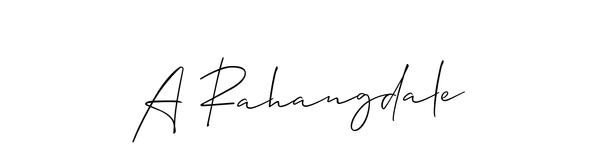 Create a beautiful signature design for name A Rahangdale. With this signature (Allison_Script) fonts, you can make a handwritten signature for free. A Rahangdale signature style 2 images and pictures png