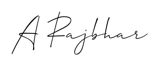 Create a personalized artistic stamp with A Rajbhar in Allison_Script font. Perfect for visual artists, designers, and influencers. A Rajbhar signature style 2 images and pictures png