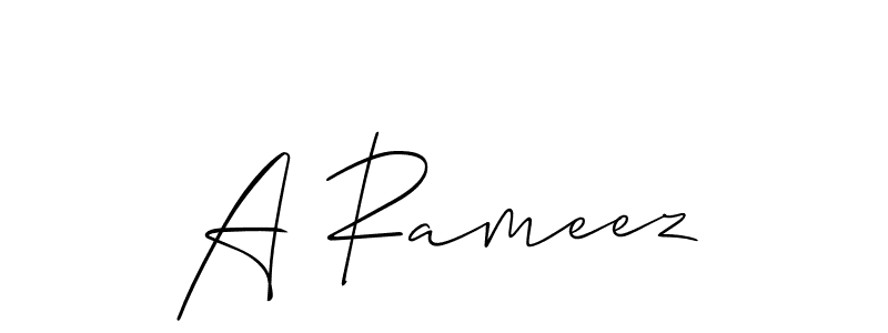 Also we have A Rameez name is the best signature style. Create professional handwritten signature collection using Allison_Script autograph style. A Rameez signature style 2 images and pictures png