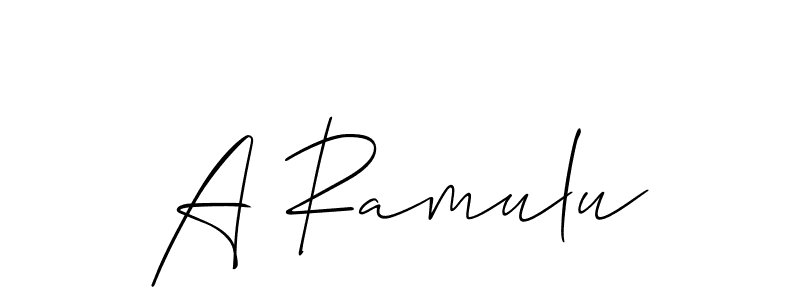 How to make A Ramulu name signature. Use Allison_Script style for creating short signs online. This is the latest handwritten sign. A Ramulu signature style 2 images and pictures png