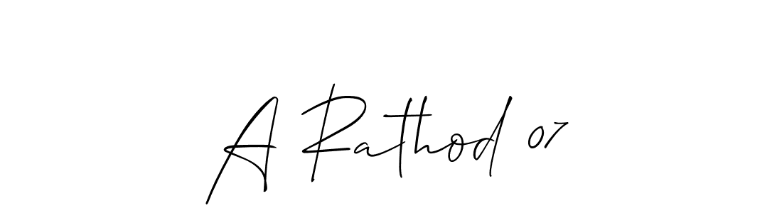 Make a short A Rathod 07 signature style. Manage your documents anywhere anytime using Allison_Script. Create and add eSignatures, submit forms, share and send files easily. A Rathod 07 signature style 2 images and pictures png