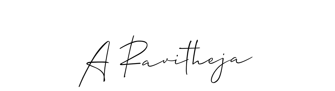 Create a beautiful signature design for name A Ravitheja. With this signature (Allison_Script) fonts, you can make a handwritten signature for free. A Ravitheja signature style 2 images and pictures png
