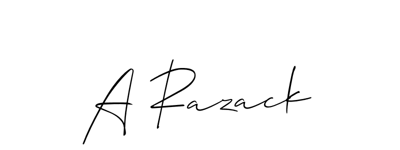 Make a beautiful signature design for name A Razack. With this signature (Allison_Script) style, you can create a handwritten signature for free. A Razack signature style 2 images and pictures png