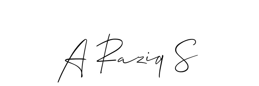 How to Draw A Raziq S signature style? Allison_Script is a latest design signature styles for name A Raziq S. A Raziq S signature style 2 images and pictures png