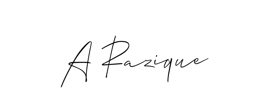 The best way (Allison_Script) to make a short signature is to pick only two or three words in your name. The name A Razique include a total of six letters. For converting this name. A Razique signature style 2 images and pictures png