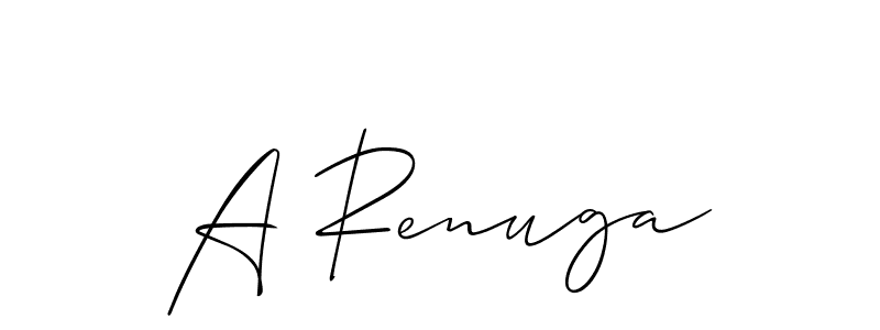 Design your own signature with our free online signature maker. With this signature software, you can create a handwritten (Allison_Script) signature for name A Renuga. A Renuga signature style 2 images and pictures png