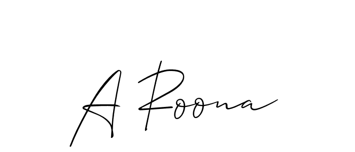 How to make A Roona name signature. Use Allison_Script style for creating short signs online. This is the latest handwritten sign. A Roona signature style 2 images and pictures png