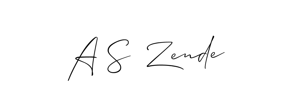 Create a beautiful signature design for name A S  Zende. With this signature (Allison_Script) fonts, you can make a handwritten signature for free. A S  Zende signature style 2 images and pictures png