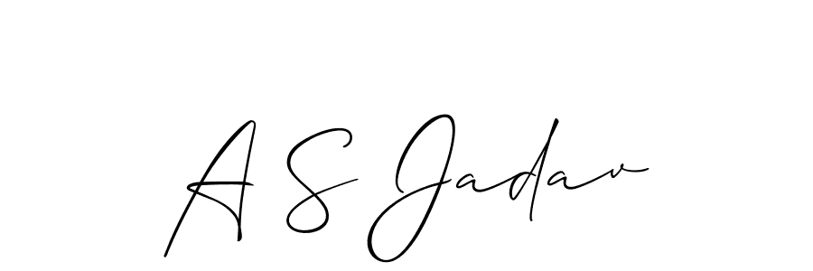 How to make A S Jadav name signature. Use Allison_Script style for creating short signs online. This is the latest handwritten sign. A S Jadav signature style 2 images and pictures png