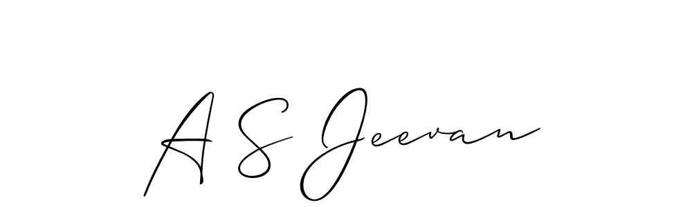 Use a signature maker to create a handwritten signature online. With this signature software, you can design (Allison_Script) your own signature for name A S Jeevan. A S Jeevan signature style 2 images and pictures png