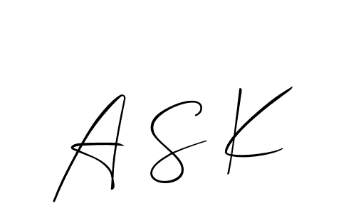 Design your own signature with our free online signature maker. With this signature software, you can create a handwritten (Allison_Script) signature for name A S K. A S K signature style 2 images and pictures png