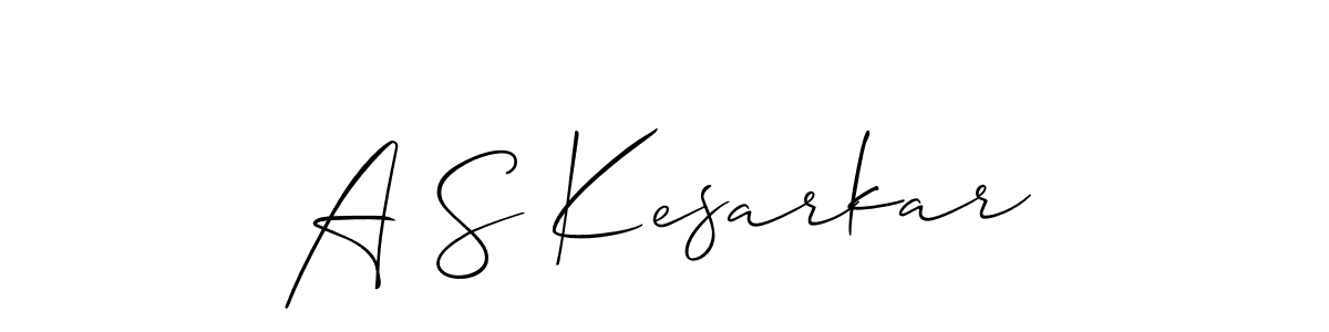 The best way (Allison_Script) to make a short signature is to pick only two or three words in your name. The name A S Kesarkar include a total of six letters. For converting this name. A S Kesarkar signature style 2 images and pictures png