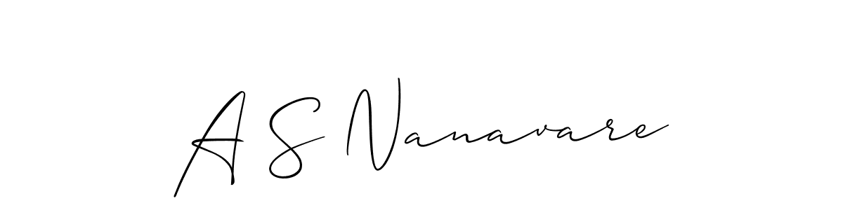 How to make A S Nanavare signature? Allison_Script is a professional autograph style. Create handwritten signature for A S Nanavare name. A S Nanavare signature style 2 images and pictures png