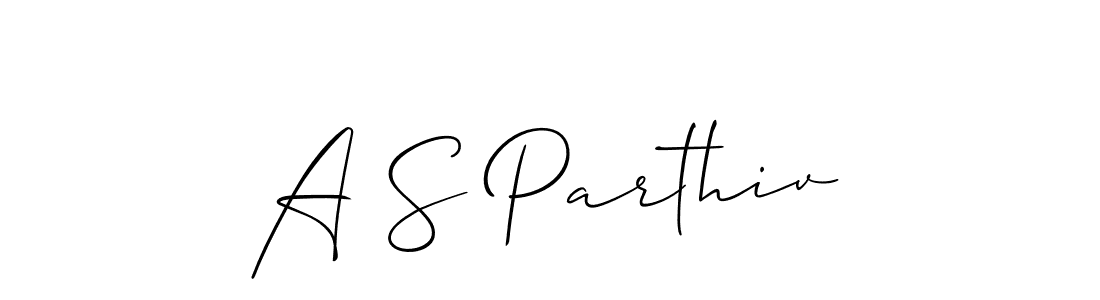 Use a signature maker to create a handwritten signature online. With this signature software, you can design (Allison_Script) your own signature for name A S Parthiv. A S Parthiv signature style 2 images and pictures png