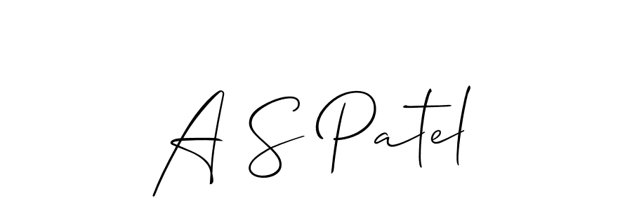 Also we have A S Patel name is the best signature style. Create professional handwritten signature collection using Allison_Script autograph style. A S Patel signature style 2 images and pictures png