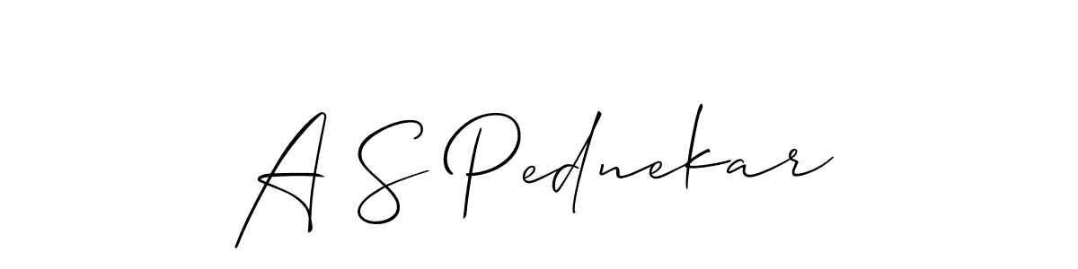 How to make A S Pednekar name signature. Use Allison_Script style for creating short signs online. This is the latest handwritten sign. A S Pednekar signature style 2 images and pictures png
