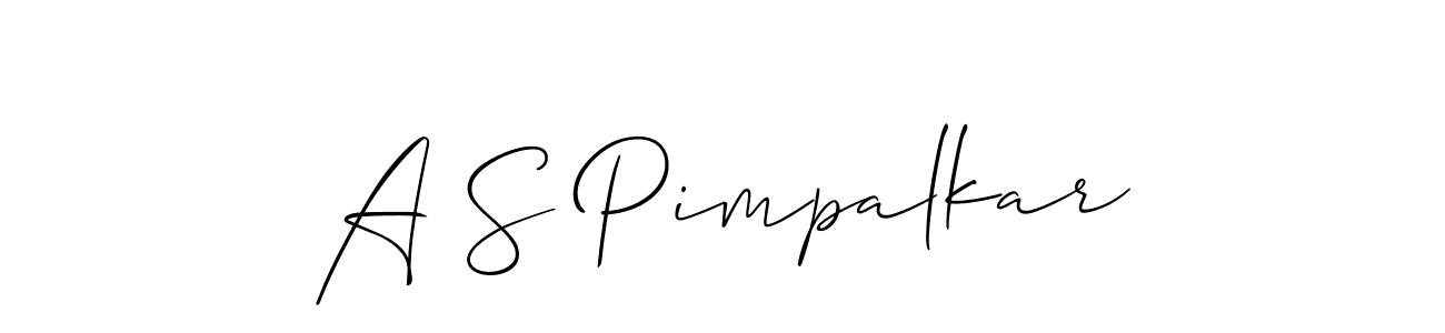 Also You can easily find your signature by using the search form. We will create A S Pimpalkar name handwritten signature images for you free of cost using Allison_Script sign style. A S Pimpalkar signature style 2 images and pictures png