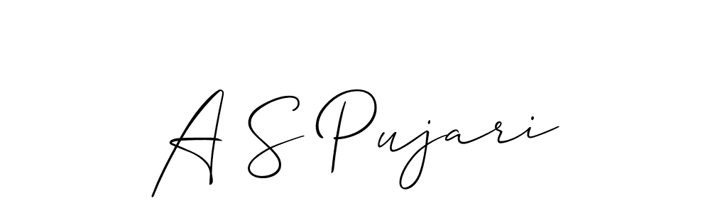 You should practise on your own different ways (Allison_Script) to write your name (A S Pujari) in signature. don't let someone else do it for you. A S Pujari signature style 2 images and pictures png