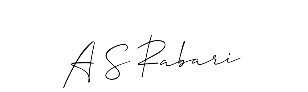 Design your own signature with our free online signature maker. With this signature software, you can create a handwritten (Allison_Script) signature for name A S Rabari. A S Rabari signature style 2 images and pictures png