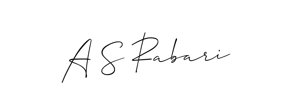 Allison_Script is a professional signature style that is perfect for those who want to add a touch of class to their signature. It is also a great choice for those who want to make their signature more unique. Get A S Rabari name to fancy signature for free. A S Rabari signature style 2 images and pictures png