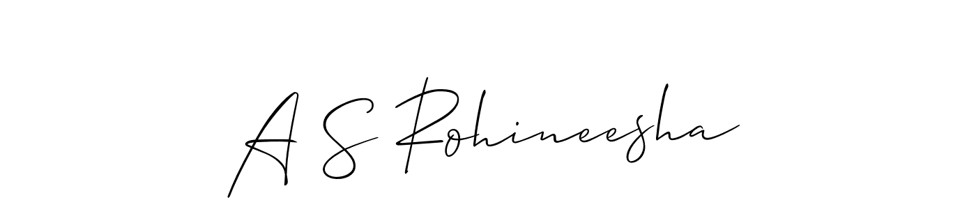 Design your own signature with our free online signature maker. With this signature software, you can create a handwritten (Allison_Script) signature for name A S Rohineesha. A S Rohineesha signature style 2 images and pictures png