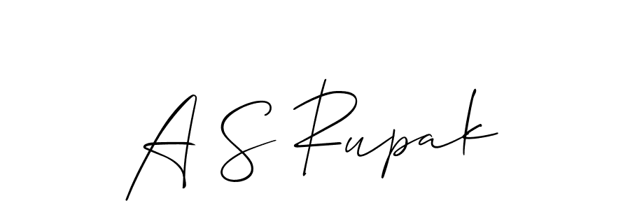 Use a signature maker to create a handwritten signature online. With this signature software, you can design (Allison_Script) your own signature for name A S Rupak. A S Rupak signature style 2 images and pictures png