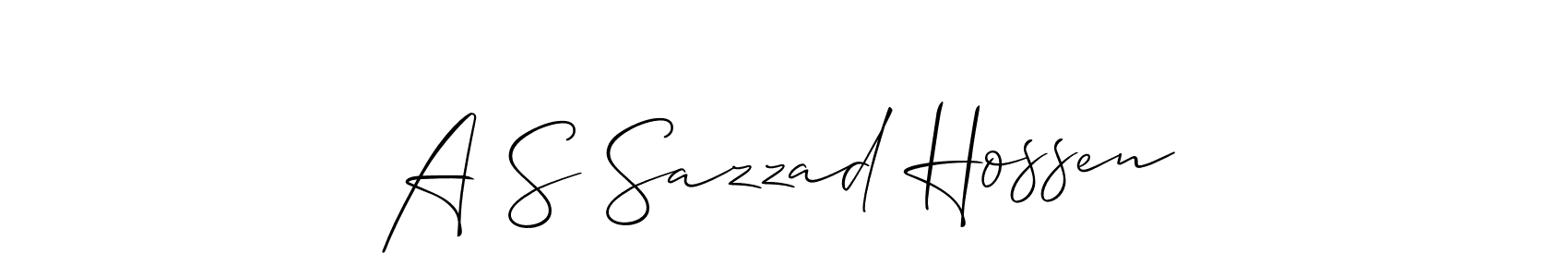 Also we have A S Sazzad Hossen name is the best signature style. Create professional handwritten signature collection using Allison_Script autograph style. A S Sazzad Hossen signature style 2 images and pictures png