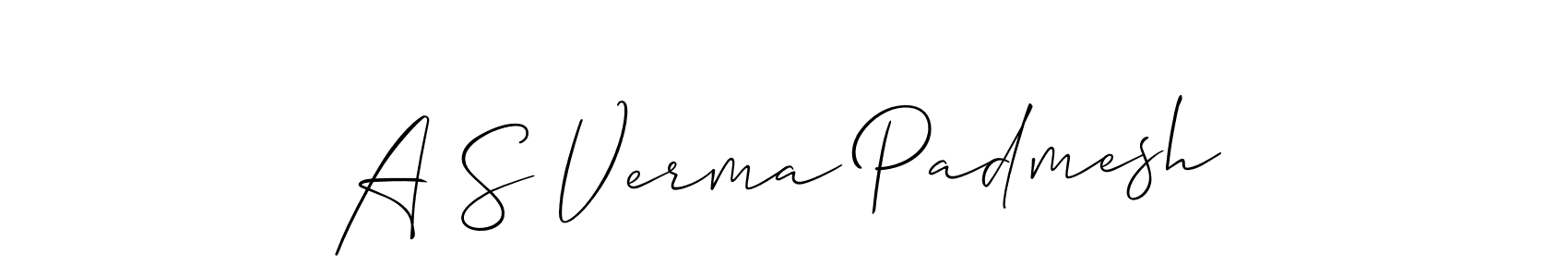 Also we have A S Verma Padmesh name is the best signature style. Create professional handwritten signature collection using Allison_Script autograph style. A S Verma Padmesh signature style 2 images and pictures png