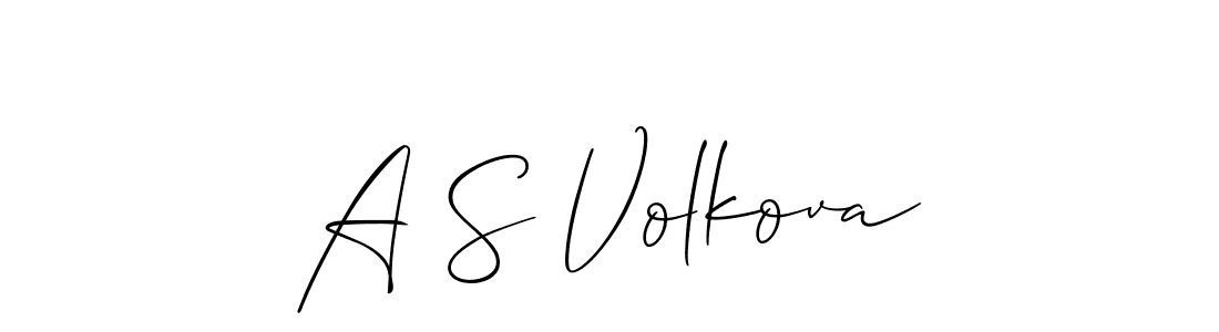 Make a beautiful signature design for name A S Volkova. With this signature (Allison_Script) style, you can create a handwritten signature for free. A S Volkova signature style 2 images and pictures png