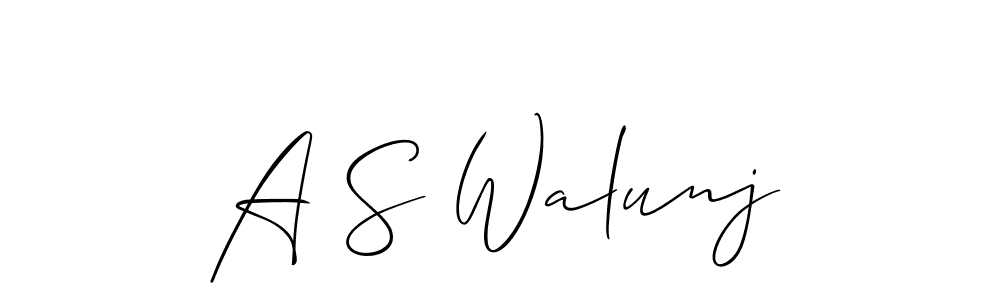 How to make A S Walunj name signature. Use Allison_Script style for creating short signs online. This is the latest handwritten sign. A S Walunj signature style 2 images and pictures png