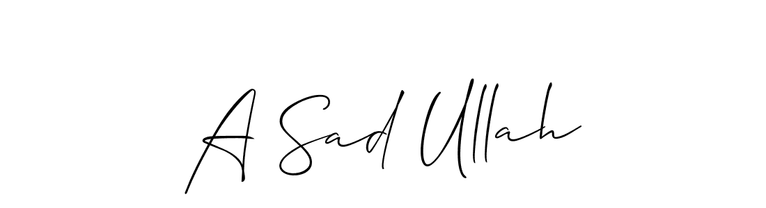 Design your own signature with our free online signature maker. With this signature software, you can create a handwritten (Allison_Script) signature for name A Sad Ullah. A Sad Ullah signature style 2 images and pictures png